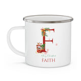 Unique Christmas Gift: Personalized Initial & Name Enamel Camping Mug – Cutest Alphabet Letter Design
