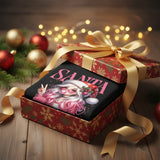 Christmas Gift: Personalized Santa Baby Tee 'Pink Holiday Girl' T-Shirt for Her