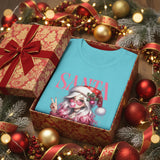 Christmas Gift: Personalized Santa Baby Tee 'Pink Holiday Girl' T-Shirt for Her