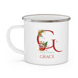 Unique Christmas Gift: Personalized Initial & Name Enamel Camping Mug – Cutest Alphabet Letter Design