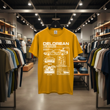 Personalized DeLorean Time Machine T-Shirt | Blueprint with Name and Year | Back to the Future Gift