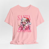 Christmas Gift: Personalized Santa Baby Tee 'Pink Holiday Girl' T-Shirt for Her