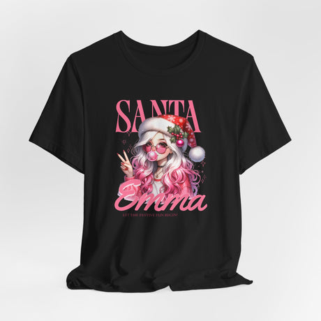 Christmas Gift: Personalized Santa Baby Tee 'Pink Holiday Girl' T-Shirt for Her