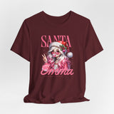 Christmas Gift: Personalized Santa Baby Tee 'Pink Holiday Girl' T-Shirt for Her