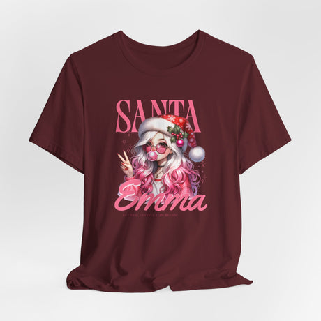 Christmas Gift: Personalized Santa Baby Tee 'Pink Holiday Girl' T-Shirt for Her