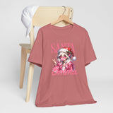 Christmas Gift: Personalized Santa Baby Tee 'Pink Holiday Girl' T-Shirt for Her