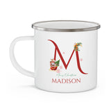Unique Christmas Gift: Personalized Initial & Name Enamel Camping Mug – Cutest Alphabet Letter Design