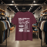 Personalized DeLorean Time Machine T-Shirt | Blueprint with Name and Year | Back to the Future Gift