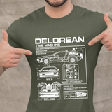 Personalized DeLorean Time Machine T-Shirt | Blueprint with Name and Year | Back to the Future Gift