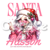 Christmas Gift: Personalized Santa Baby Tee 'Pink Holiday Girl' T-Shirt for Her