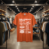 Personalized DeLorean Time Machine T-Shirt | Blueprint with Name and Year | Back to the Future Gift