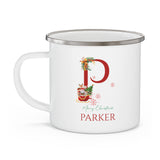 Unique Christmas Gift: Personalized Initial & Name Enamel Camping Mug – Cutest Alphabet Letter Design