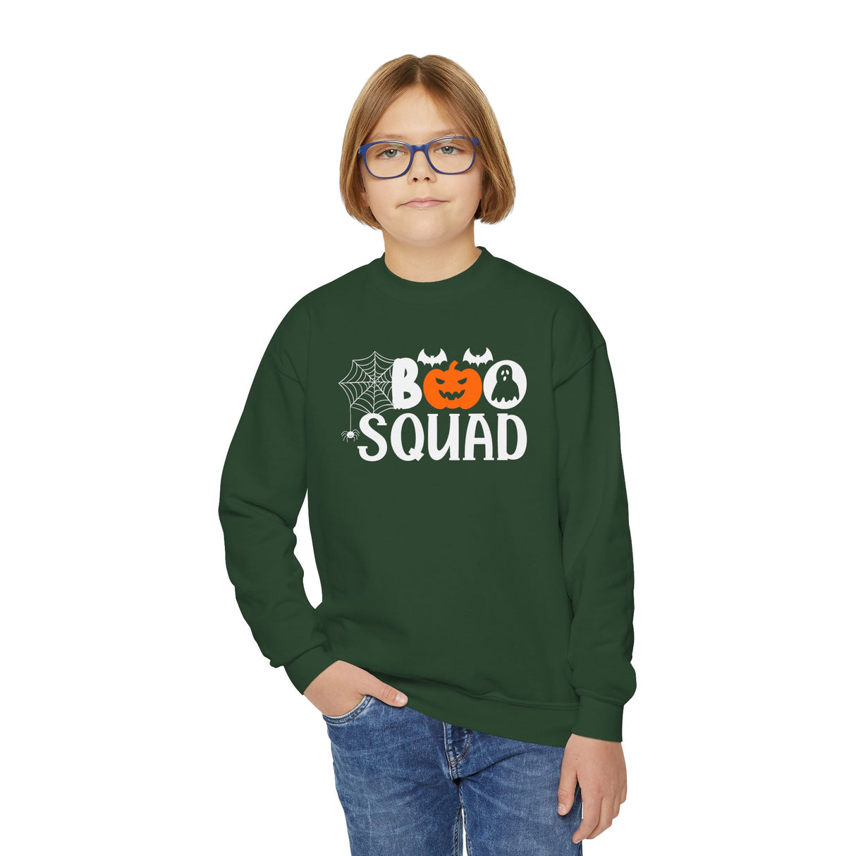 "BOO SQUAD" Kids Sweatshirt: Perfect for Trick or Treating!