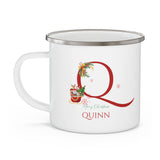 Unique Christmas Gift: Personalized Initial & Name Enamel Camping Mug – Cutest Alphabet Letter Design