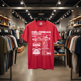 Personalized DeLorean Time Machine T-Shirt | Blueprint with Name and Year | Back to the Future Gift