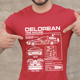 Personalized DeLorean Time Machine T-Shirt | Blueprint with Name and Year | Back to the Future Gift