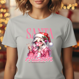 Christmas Gift: Personalized Santa Baby Tee 'Pink Holiday Girl' T-Shirt for Her