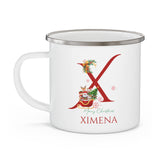 Unique Christmas Gift: Personalized Initial & Name Enamel Camping Mug – Cutest Alphabet Letter Design