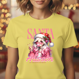 Christmas Gift: Personalized Santa Baby Tee 'Pink Holiday Girl' T-Shirt for Her