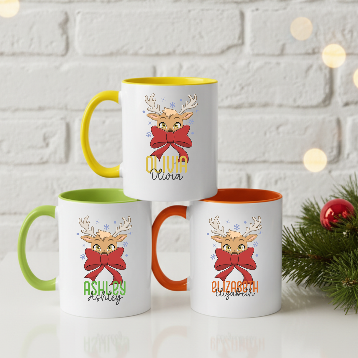 Personalized Reindeer Coffee Mug for Women – Cute Christmas Gift & Holiday Decor