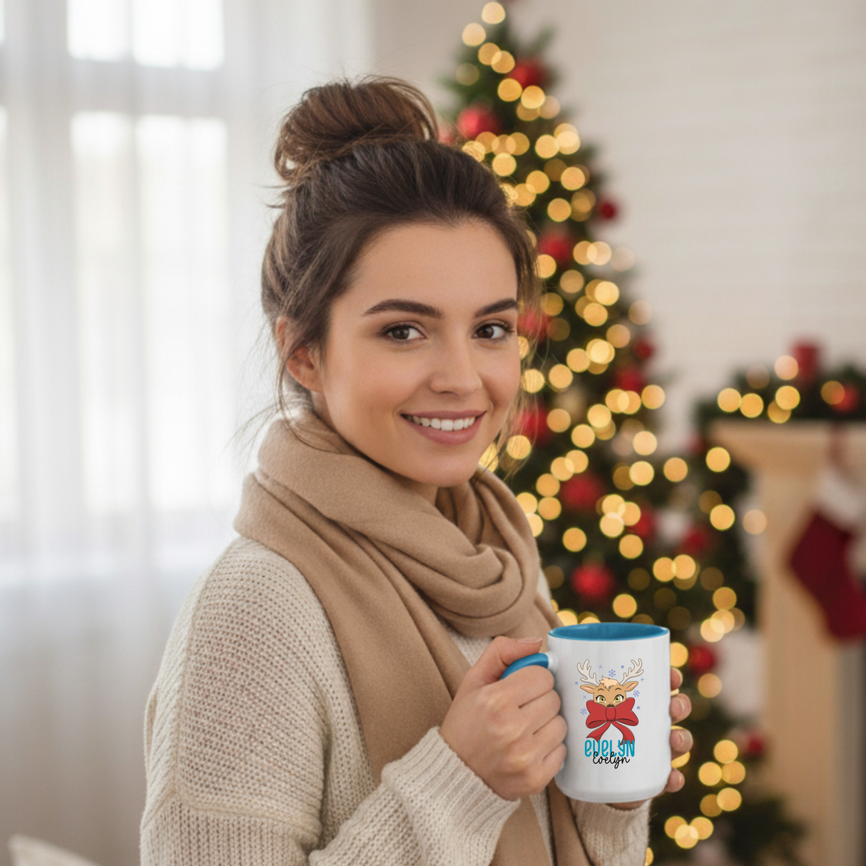 Personalized Reindeer Coffee Mug for Women – Cute Christmas Gift & Holiday Decor