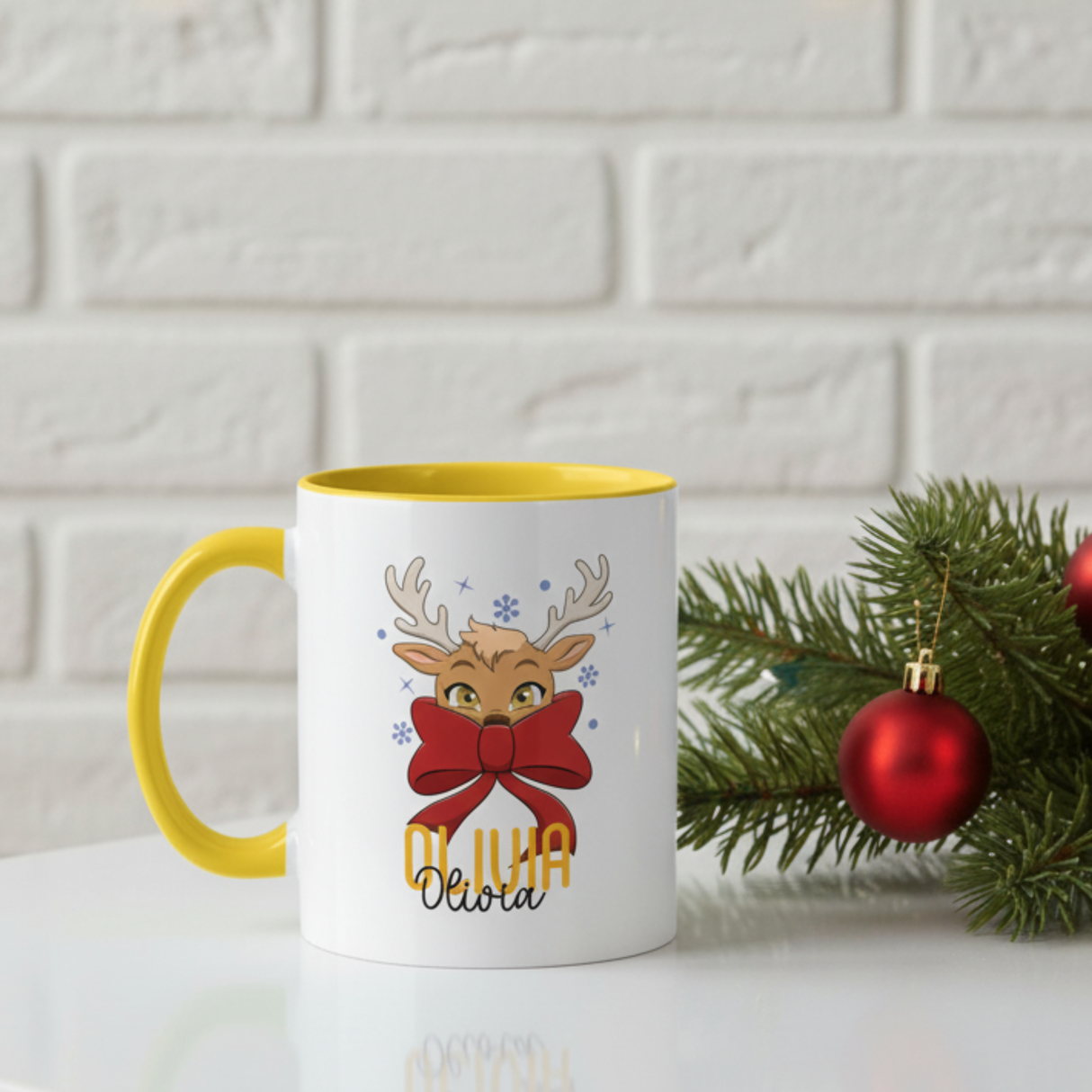 Personalized Reindeer Coffee Mug for Women – Cute Christmas Gift & Holiday Decor